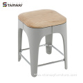 Modern plastic and wood square stool dinning chair